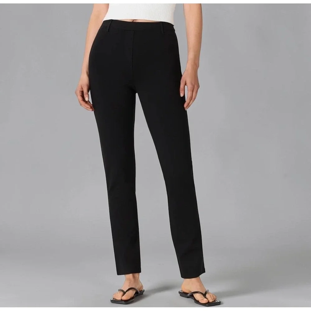 Quince Ultra-Stretch Ponte Straight Leg Pant Black Petite Medium Career Office - Picture 1 of 9